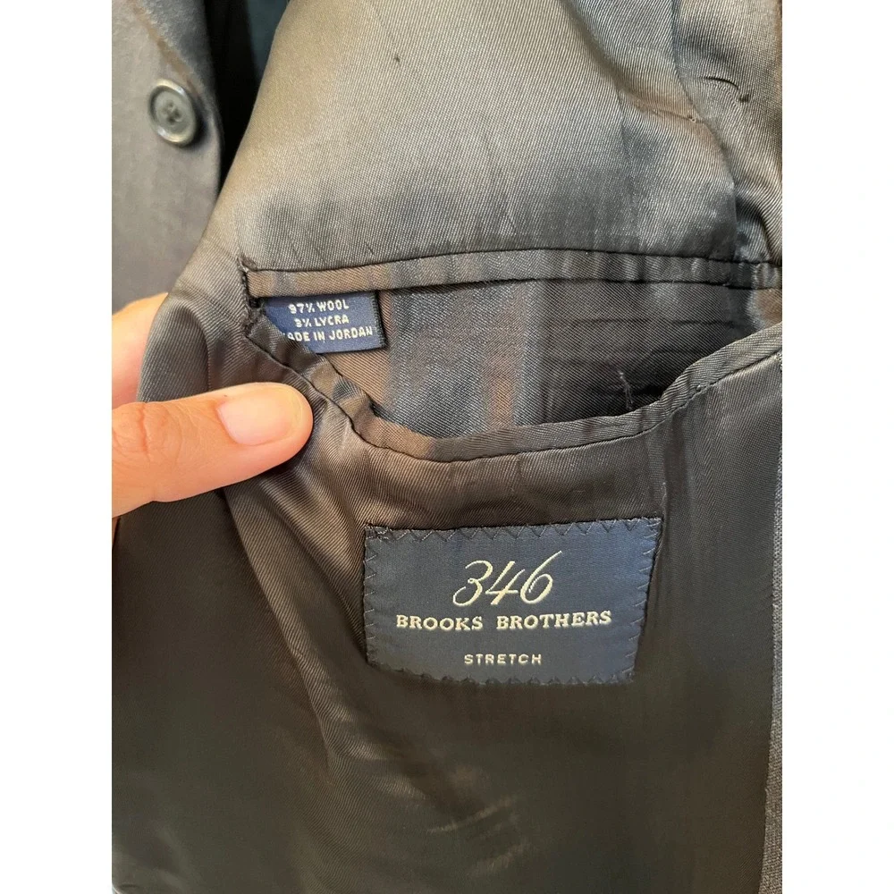 Brooks Brothers 346 Mens 44R Wool Stretch Blazer Charcoal Gray 3‎ Button Jacket